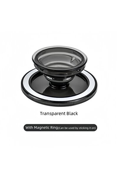 Choice حامل هاتف محمول مغناطيسي شفاف أسود قابل للطي مع مقبس جيب ودعم آمن للخن...