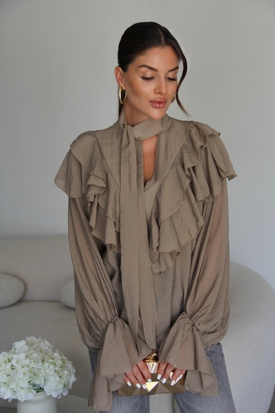 Julidress Fűzős, fodros gallér és ujjak, nagyméretű ing