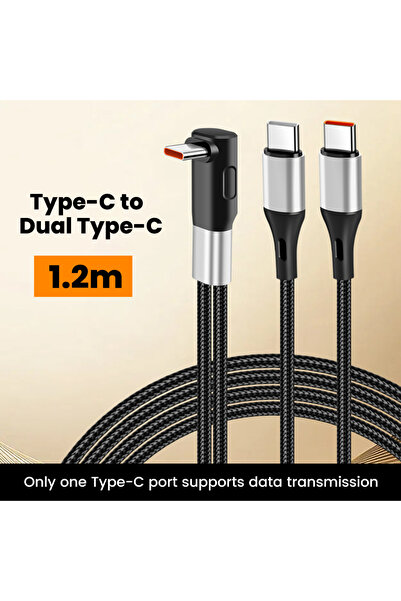 Choice 1.2 متر C إلى c مزدوج 6A USB إلى Type c كابل شحن سريع 2 في 1 كابل شحن ...