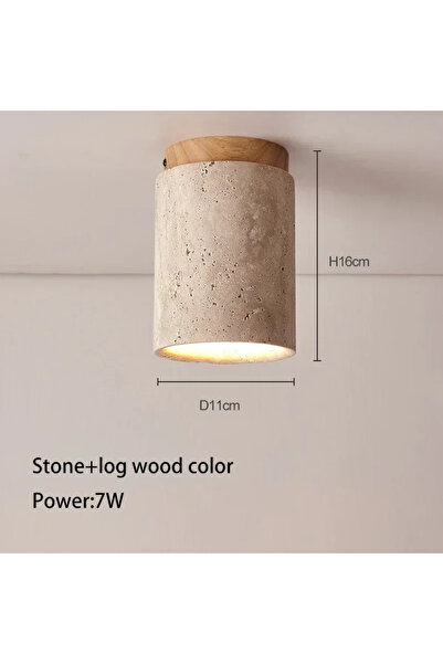 Choice 3000K لون خشب السجل مصباح السقف LED مثبت على السطح مصباح سقف على الطراز الياباني مصباح خشب حجري دائري