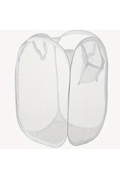 Choice L White Foldable Mesh Laundry Basket Collapsible Hamper for Dirty Clothes Storage Space Saving Porta