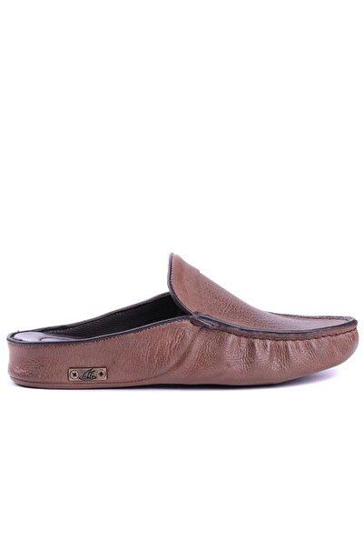 SailLakers - Тютюновий колір шкіряні чоловічі домашні капці 110-558-E