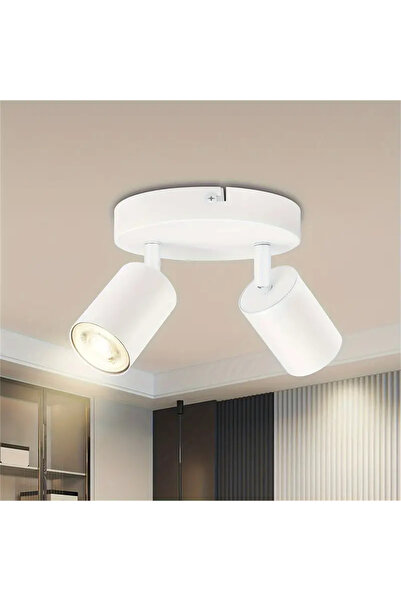 Choice مصباح سقف LED أبيض، 2 لمبات، مصباح سقف LED قابل للدوران GU10، مصباح سقف