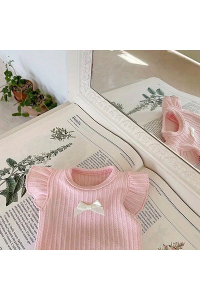 Choice pink-l سترة كلب رائعة مع فيونكة رقيقة ملابس تيدي صيفية ملابس حيوانات أ...