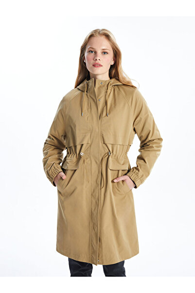LC Waikiki Khaki Hooded Women's Trench Coat