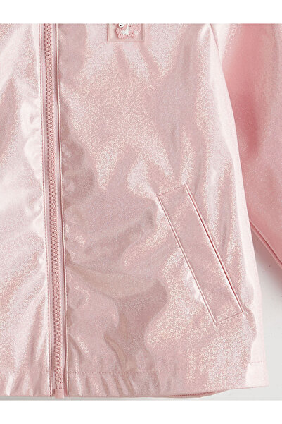 LC Waikiki Pembe Kapüşonlu Kız Çocuk Yağmurluk