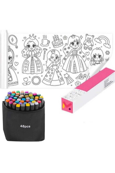 Mercaton Hârtie autoadezivă și decupabilă pentru desen și colorat, model prințesă, set de 48 bucăți