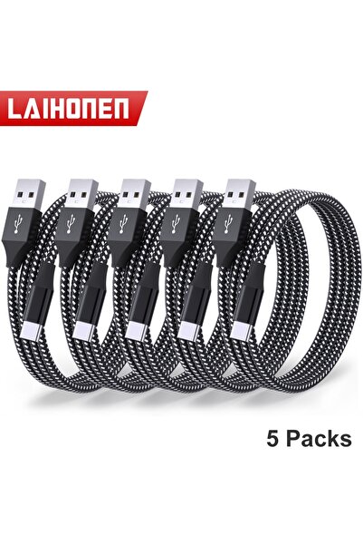 Choice كابل USB A إلى Type C أسود بطول 1 متر، 5 قطع، 5 قطع، قطعة واحدة، متواف...