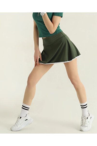 MAROVOAY Mini Flared Skirt with White Piping at the Hem