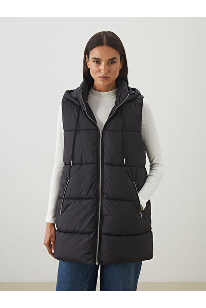 LC Waikiki Black Hooded Women's Puffer Vest