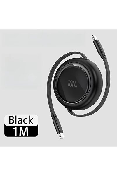 Choice كابل USB C إلى USBC قابل للسحب بطول 1 متر باللون الأسود 100 واط للشحن ...