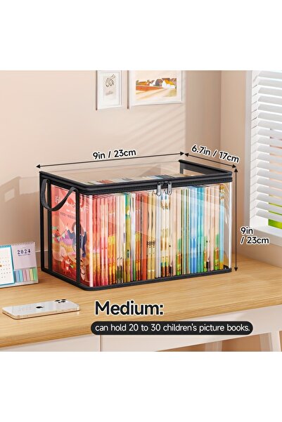 Choice M PVC Storage Bag with Flip Lid & Viewing Window - Durable Rectangular Organizer for Toys, Crafts, .