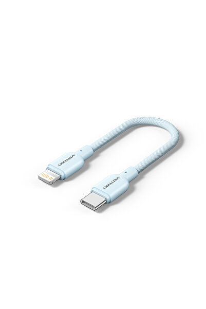 Choice كابل USB C قصير من النوع C إلى Lightning بطول 17 سم باللون الأزرق من V...