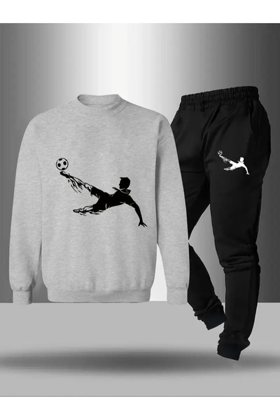 CROPSEL Children's Printed Crew Neck Sweatshirt and Sweatpants Set 3 Thread Raster for Autumn/Winter