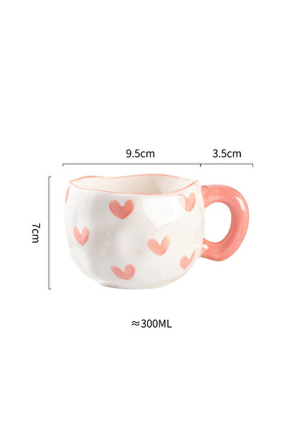 Choice 301-400 مل قلب وردي 300 مل كوب سيراميك غير منتظم على الطراز الكوري مصن...