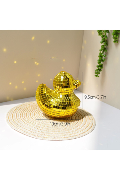 Choice زينة ديسكو صفراء مرحة لسطح المكتب كرة ديسكو بطة صفراء زجاج مرآة بطة زخ...