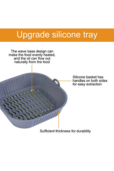 Choice 1 قطعة 19 سم رمادي سيليكون مقلاة هوائية صينية طعام آمنة قابلة لإعادة ا...