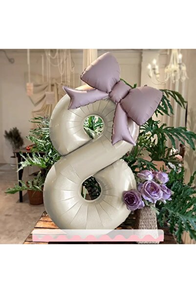 DÜVENCİ TİCARET 2'li set büyük pembe kurdeleli krem renkli yaş balon set