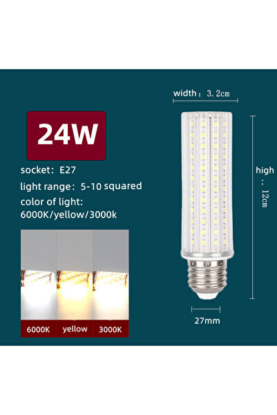 Choice AC85-265V 3 ألوان E27 24W E27 لمبة LED على شكل حبة ذرة AC85-265V E14 م...