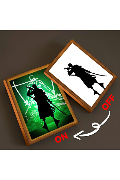 Choice USB Plug One 06 A5 (23x17 سم) إطار صور أنيمي مضيء One Piece Luffy Zoro LED Night Light Bi