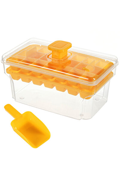 Choice1 Yellow Ice Trays for Freezer with Lid & Bin, Ice Cube Tray Making 68 pcs Ice Cubes, Easy Press to Re