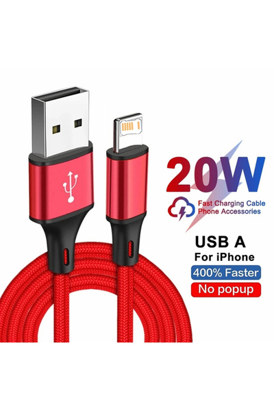 Choice كابل شحن سريع من النايلون الأحمر بطول 3 أمتار لأجهزة iPhone 14 Plus و ...