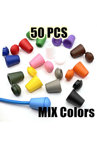 Choice9 MIX Colors 50 قطعة من أطراف الحبال البلاستيكية الملونة مع سدادة جرس و...