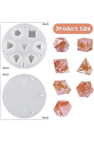 Choice 2pc Molds DIY DND Sharp Edge Dice Silicone Mold for 7Pcs Resin Dice Mold