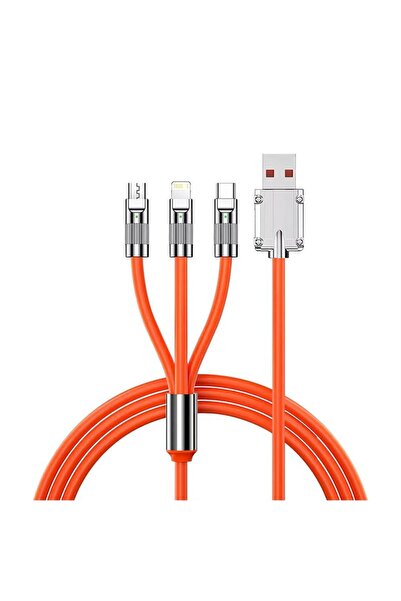 Choice كابل شحن سريع NNBILI برتقالي اللون بقوة 120 واط و6 أمبير، ثلاثي الرؤوس...