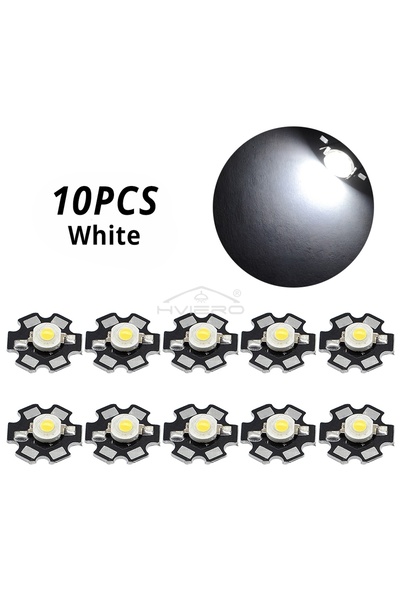 Choice 3W أبيض 6500K 10X 20mm 3V 3W LED عالي الطاقة رقاقة ضوء حبة أبيض أحمر أ...