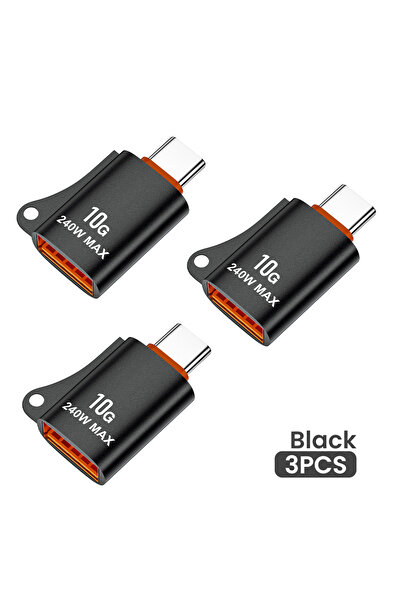 Choice 3PCS Black Crouch USB C OTG Adapter 10G Fast Data Transfer USB 3.0 Female To Type C Male Converter F