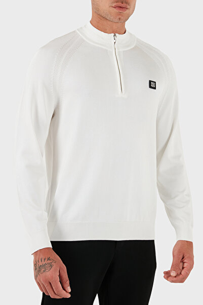 HUGO Logolu Regular Fit Yarım Fermuarlı Dik Yaka Kazak Erkek KAZAK 50543786 102