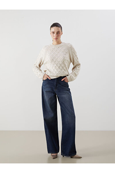 LC Waikiki Sparkling Choices from Shining Store | Crew Neck Self Patterned Women's Knitwear Sweater