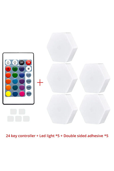 Choice 1 controller 5 Light Quantum Hexagon Wall Lamp LED RGB Touch Sensor Honeycomb Light DC 5V Colorful M