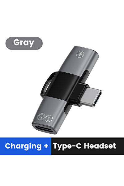 Choice كابل USB من النوع C رمادي اللون، 2 في 1، محول سماعة أذن، كابل صوت من النوع C إلى مقبس 3.5 ملم، متوافق مع أجهزة iPhone 15 و16 وX
