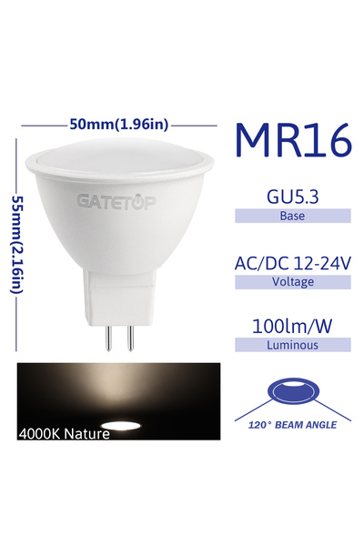 Choice 7W 10 قطع AC DC 12-24V 120 درجة 4000K 1-10 قطع MR16 LED مصباح كشاف قاعدة GU5.3 6W 600lm AC DC 12V