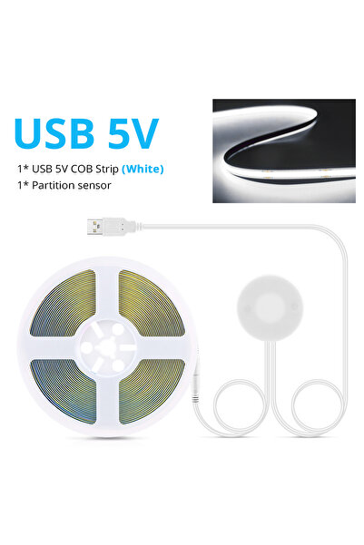 Choice 3m أبيض USB 5V COB LED شريط إضاءة تجميل قابل للاختراق زجاج لمس خافت DI...