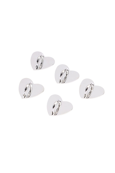 KOQZM sliver 5Pcs Metal Heart Shaped Phone Charm Holder Love Heart Phone Fing...