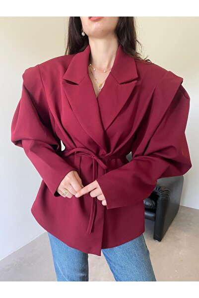 Bade Butik Jachetă de design din pernițe pentru umeri piese Burgundy