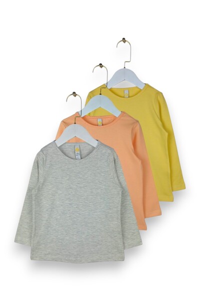 Via Girls Set of 3, Ages 3-6, 95% Cotton Long Sleeve Crew Neck Basic Bodysuit |   Children's Clothing for Ages 3-6