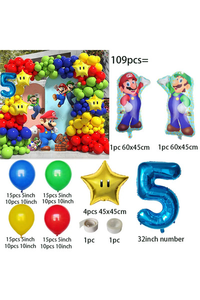 Miniso as picture style-5 Super Mario Brothers Foil Balloon Luigi Peach Princess Figure Design Balloon Chil