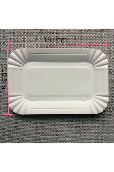 Choice 100 قطعة بيضاء 100 قطعة صينية كعك مستطيلة طبق ورق أبيض أدوات عشاء وكعك...