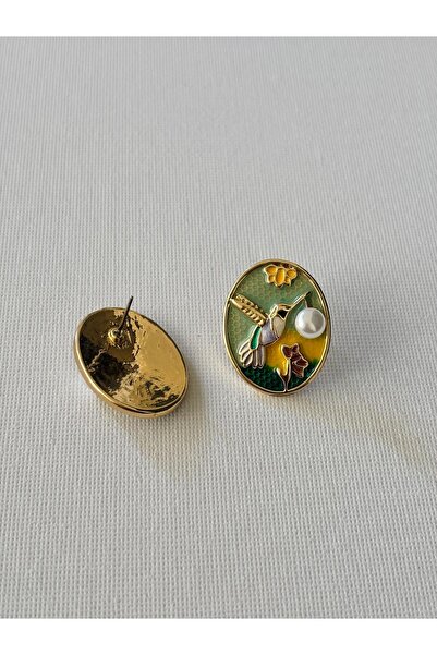 Nilsu Aksesuar Vintage İnci Detaylı Kuş Motifli Kadın Küpe