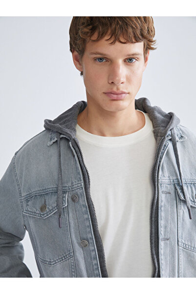 LC Waikiki Gri Standart Kalıp Erkek Jean Ceket