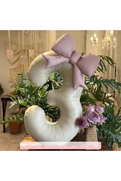 DÜVENCİ TİCARET 2'li set büyük pembe kurdeleli krem renkli yaş balon set
