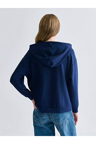 LC Waikiki Kapüşonlu Oversize Kadın Fermuarlı Sweatshirt