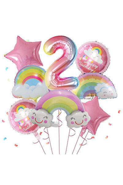 Choice as the picture 2 8pcs Rainbow Smile Cloud Balloon 30 inch Gradient Num...