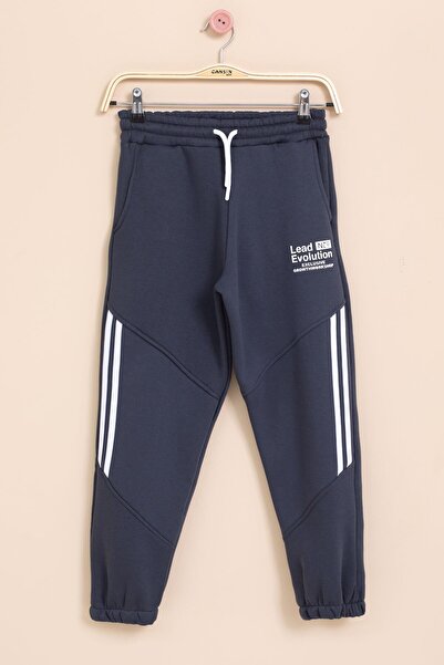 Cansın Mini Ανδρικό παντελόνι με λεπτομέρεια με ρίγες σε μπλε ναυτικό με ελαστική μέση 21461