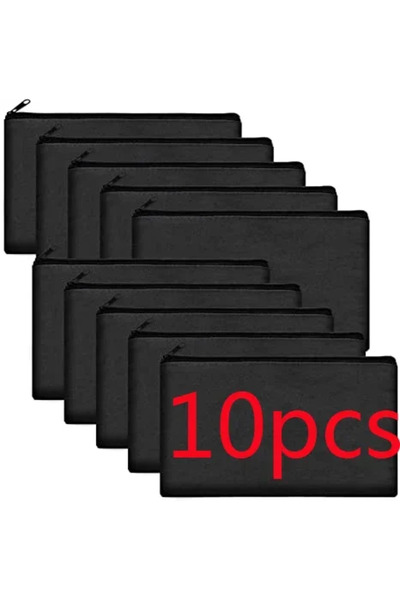 Choice 21x12cm 10PCS Black DIY Blank Canvas Zipper Pouch Bags School Pencil Bag Case for School DIY Craft B