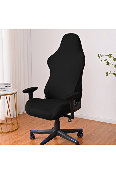 Choice أسود 1PC غطاء كرسي رياضي إلكتروني من الحرير الأسود بلون موحد، غطاء كرس...